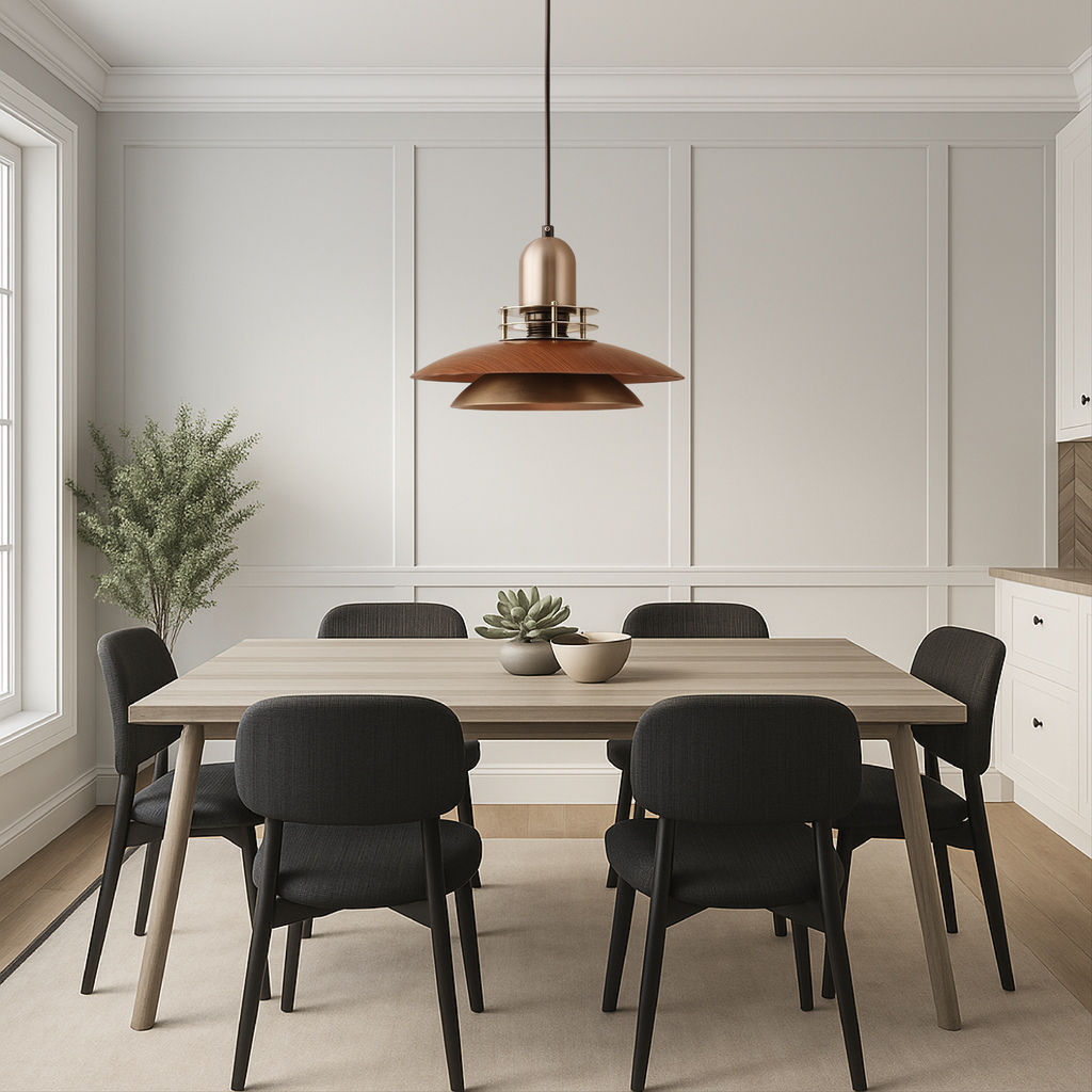 Layered walnut wood pendant light