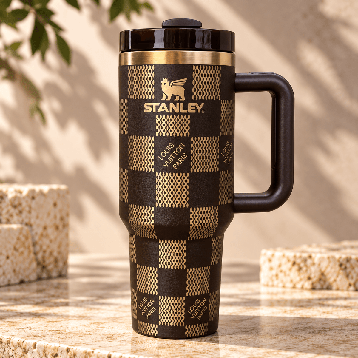 Stanley Midnight Gold Checkered 40oz Tumbler | BROKLEN