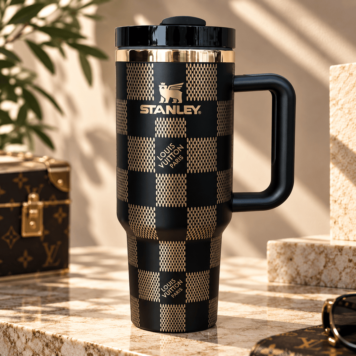Stanley Midnight Gold Checkered 40oz Tumbler - view 3 | BROKLEN