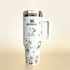 Stanley Snoopy 40oz White Tumbler with Handle and Straw | BROKLEN