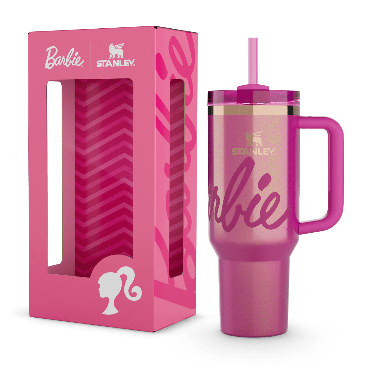 Stanley x Barbie Icon Pink Metallic Tumbler 40oz - view 2 | BROKLEN