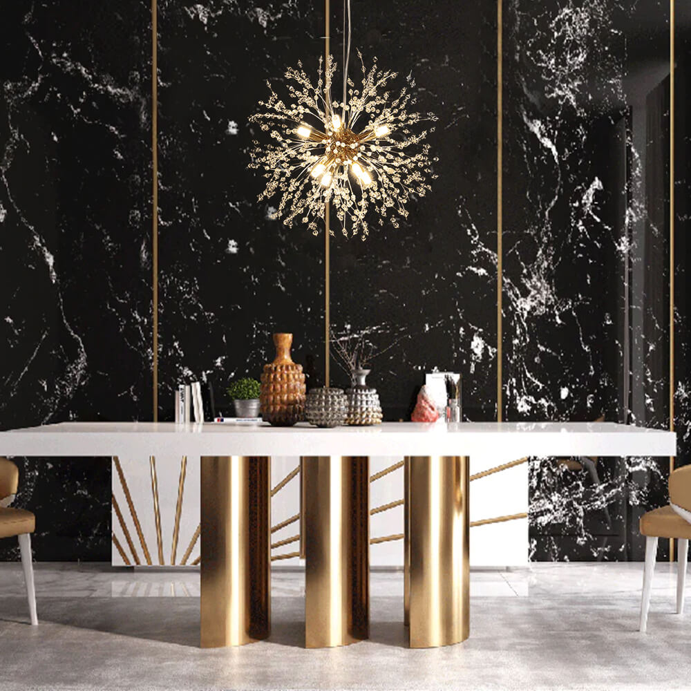 8-Light Crystal Sputnik Chandelier – Chrome or Brass