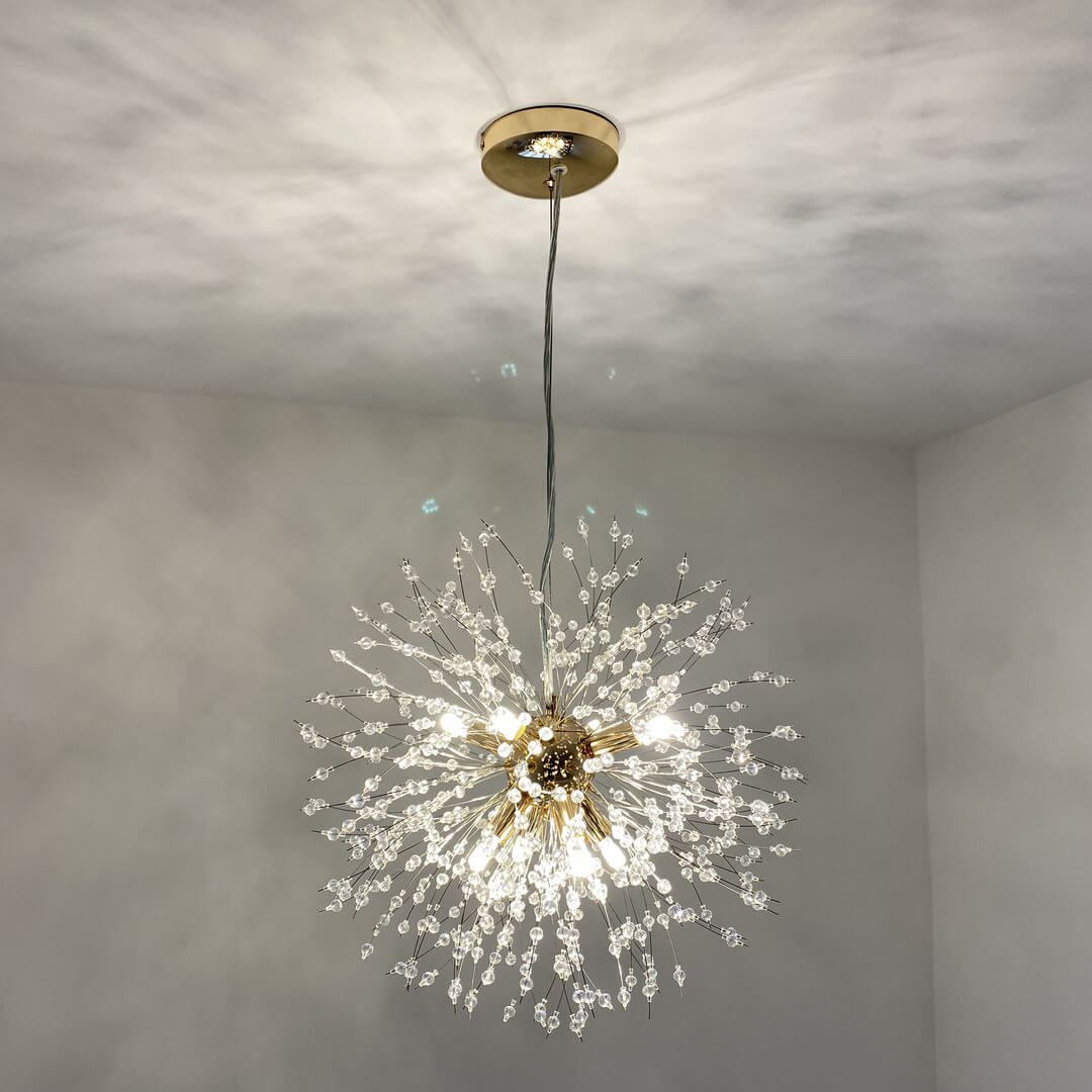8-Light Crystal Sputnik Chandelier – Chrome or Brass