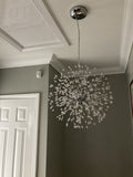8-Light Crystal Sputnik Chandelier – Chrome or Brass