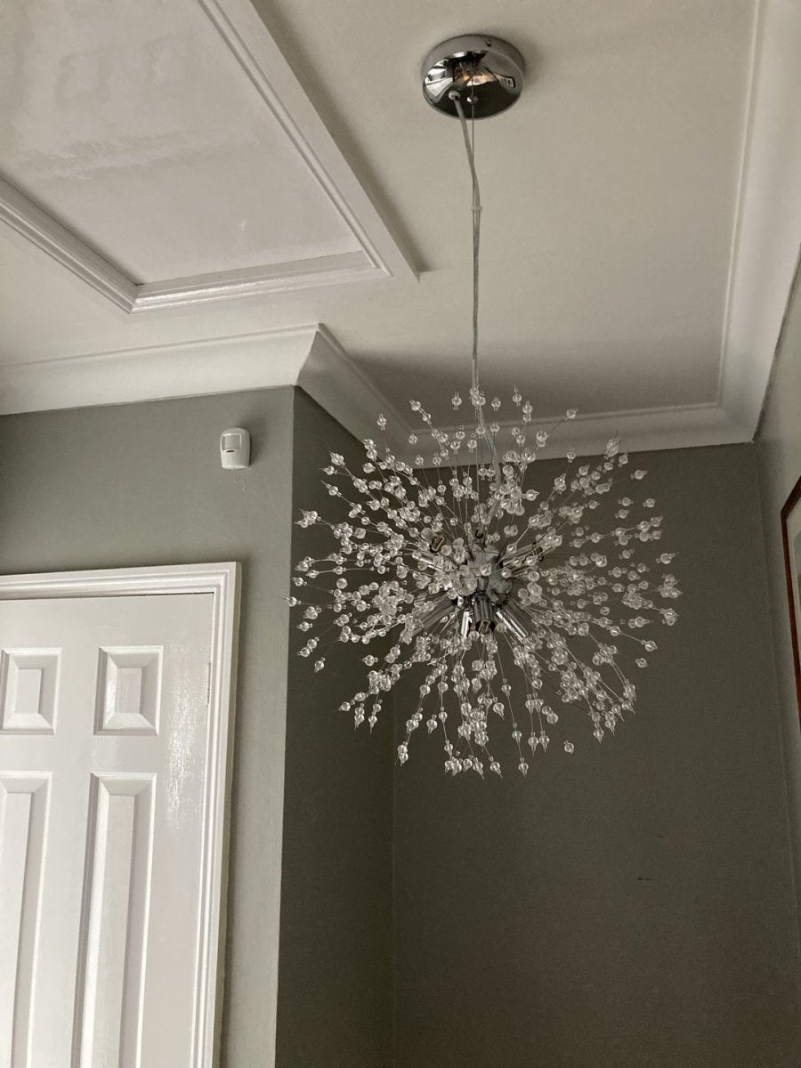 8-Light Crystal Sputnik Chandelier – Chrome or Brass