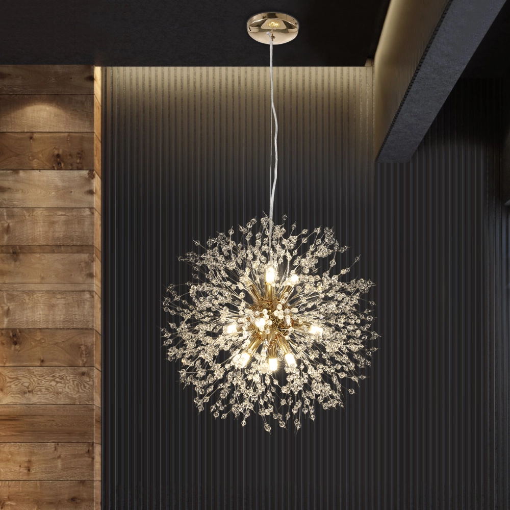 9-Light Crystal Sputnik Chandelier – Gold or Chrome