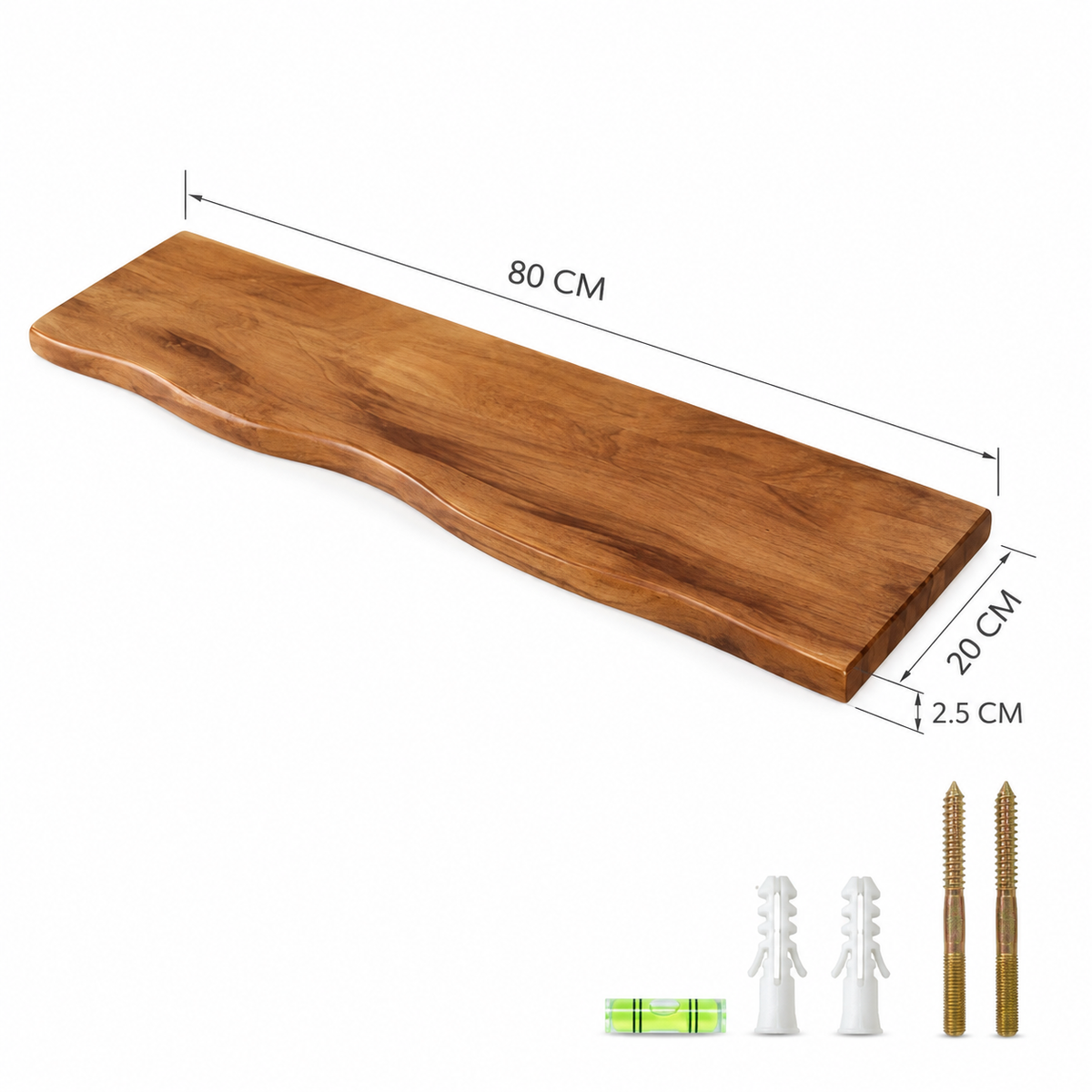 Live-Edge Acacia Wood Wall Shelf – Industrial Brackets