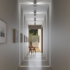 Rotating circular LED ceiling light in matte white
